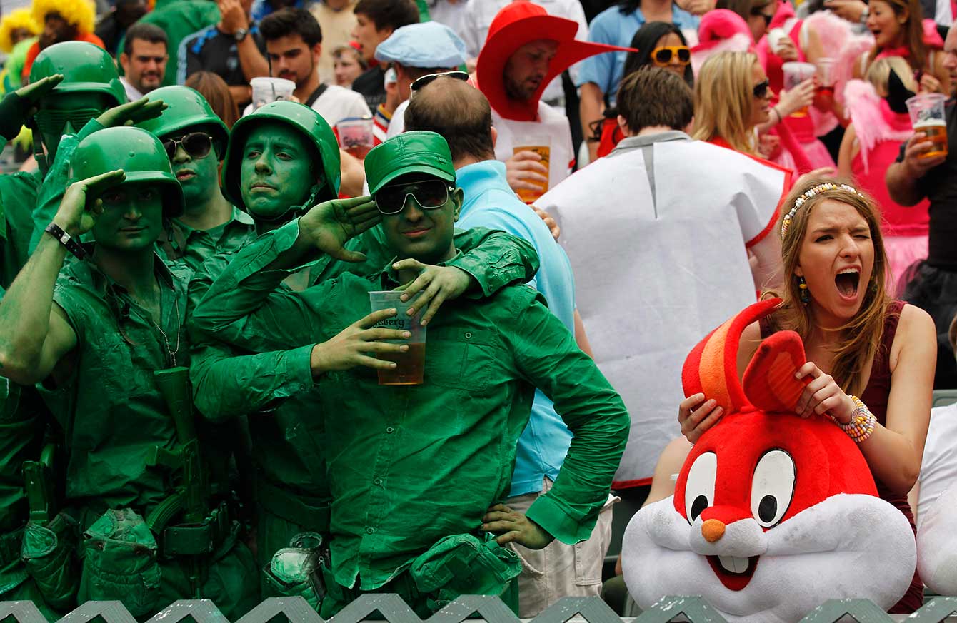 The famous Hong Kong Sevens draws thousands of fans, many dressed in a variety of inventive costumes.