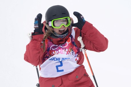 Dara Howell reacts to her run in ski slopestyle.
