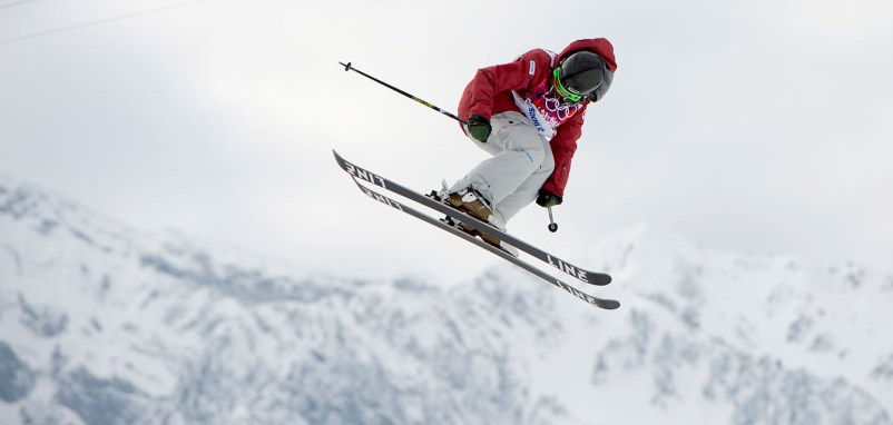 Kim Lamarre during ski slopestyle competition in Sochi.