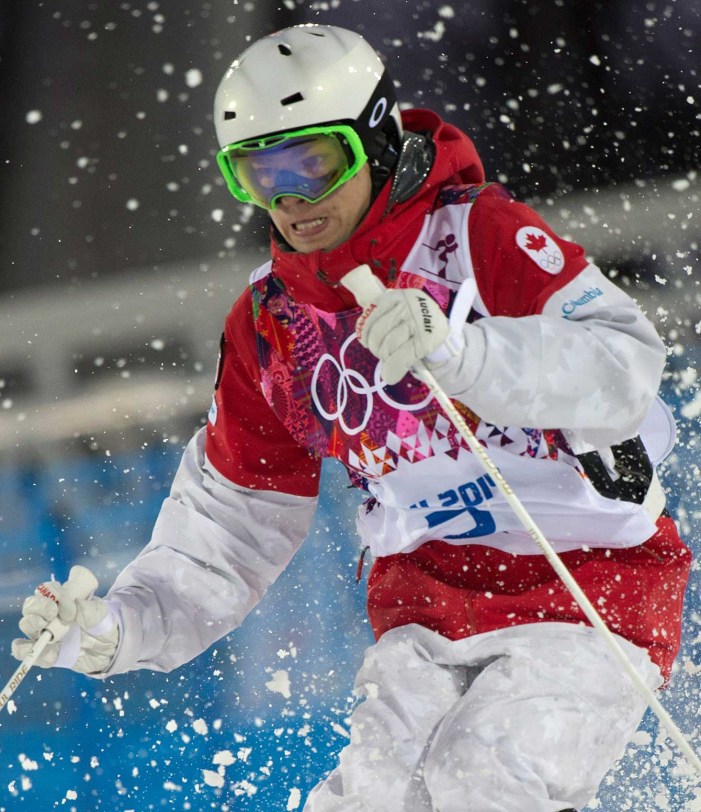 Mikaël Kingsbury during a moguls run in Sochi.