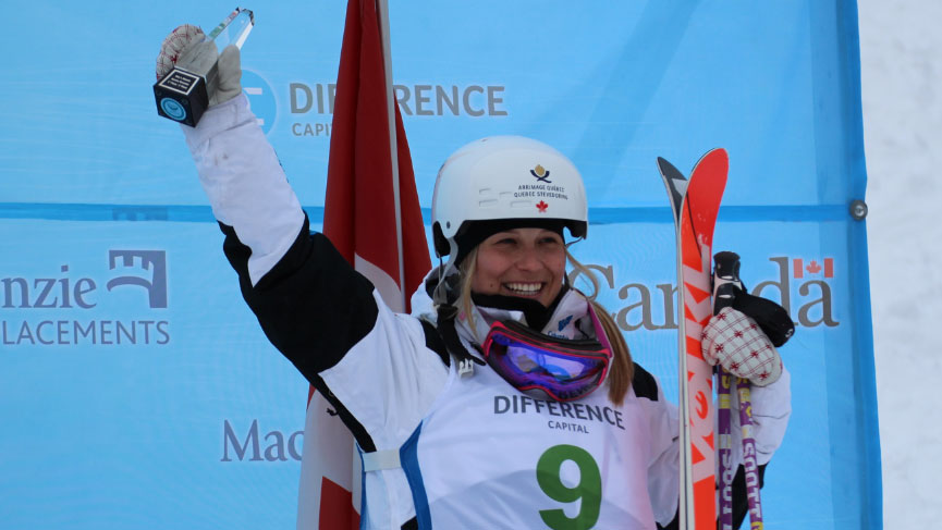Audrey Robichaud finished third in the women's moguls at Val St. Come, Québec, her first World Cup medal of the season.
