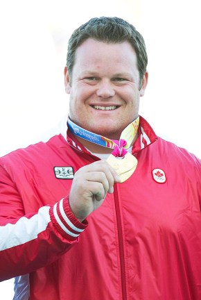 Dylan Armstrong with is Guadalajara 2011 Pan Am Games gold medal.