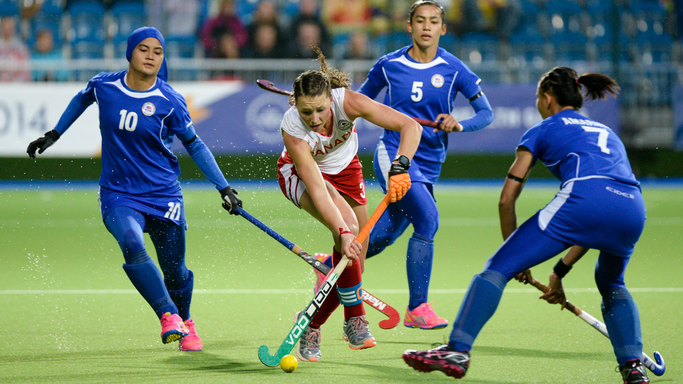 Canada captain Kate Gillis (Photo: Yan Huckendubler via Field Hockey Canada from Glasgow 2014 Commonwealth Games).