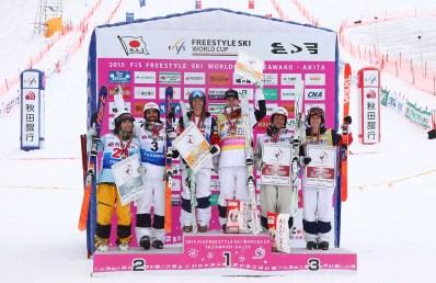 Dual moguls podium Mar 1, 2015 (Tazawako, Japan)