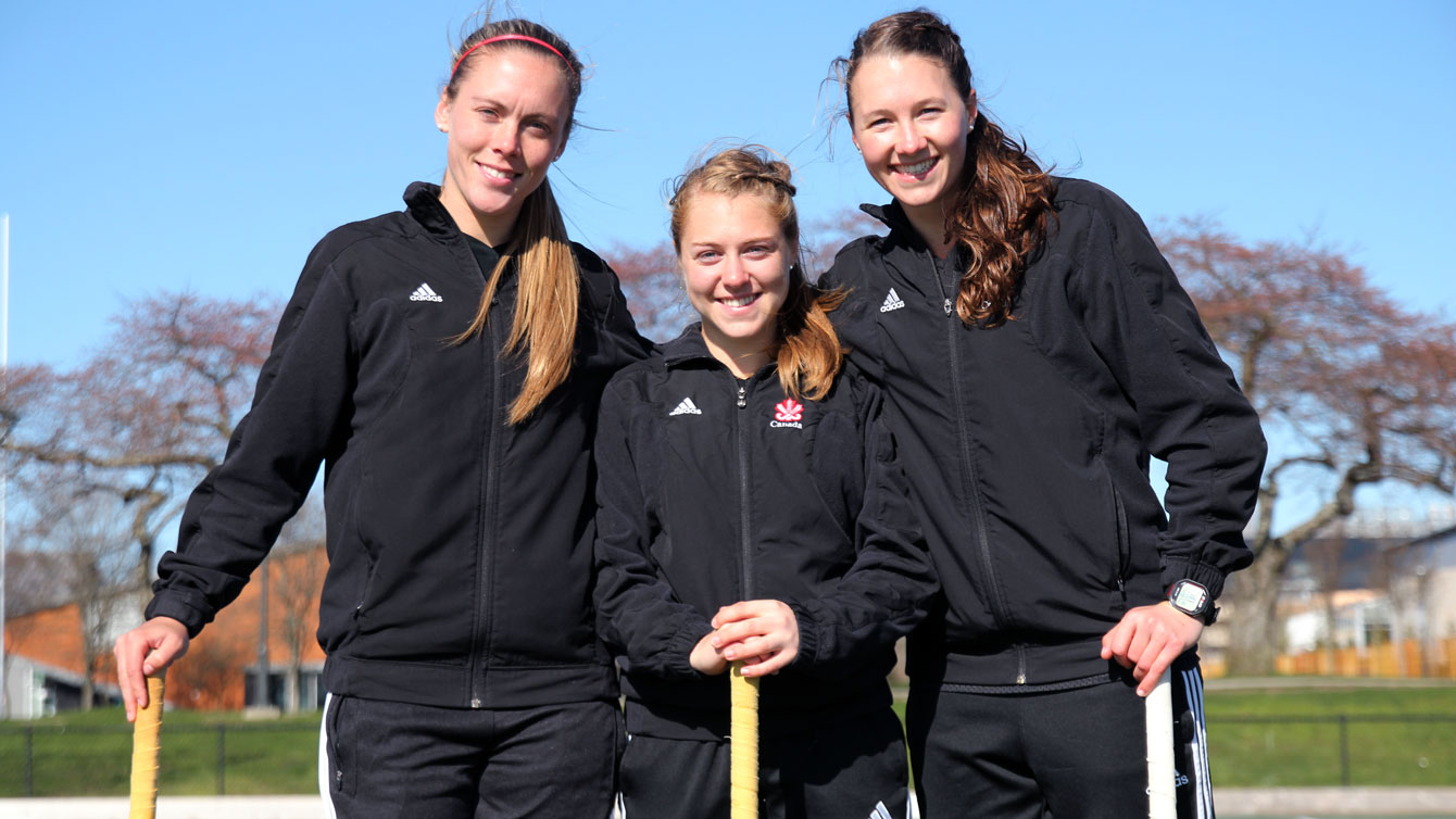 (L-R) Stairs, Haughn and Gillis ahead of the team's departure for Ireland to compete in World League Round 2.