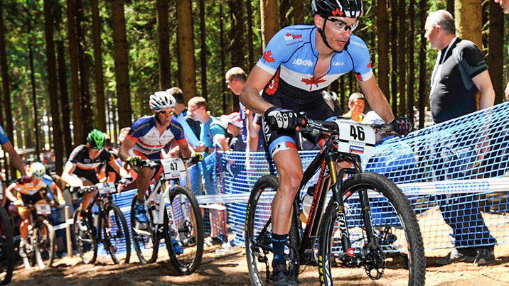 Canadian Raphael Gagne in the 2014 World Cup race at Nove Mesto (Photo: Rob Jones/canadiancyclist.com).