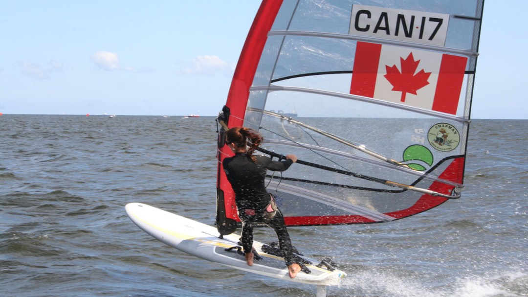 Nikola Girke on her windsurfer