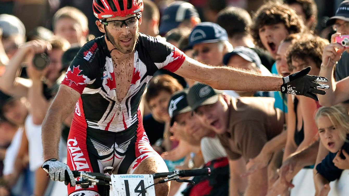 Canadian Olympian Geoff Kabush at Mont-Sainte-Anne in the Mountain Bike and Trials World Championships on September 4, 2010.