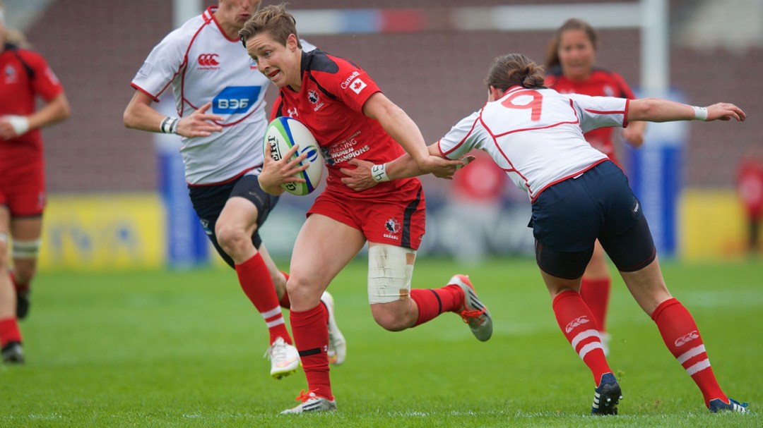 Ghislaine Landry at the 2015 London Sevens during a game
