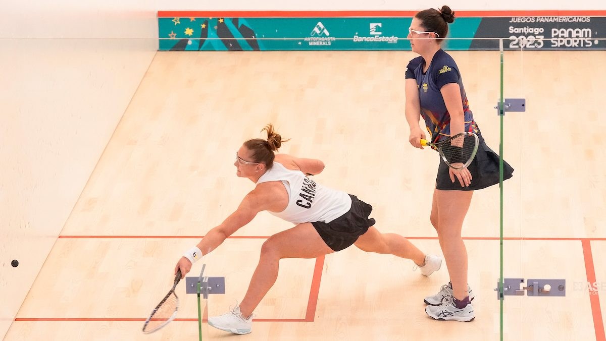 Nikole Todd reaches for the squash ball