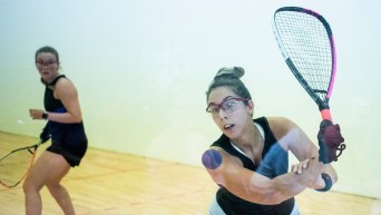 Michele Morissette competes in a raquetball game