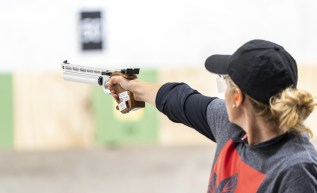 Yanka Vasileva competes in women's 10m air pistol shooting