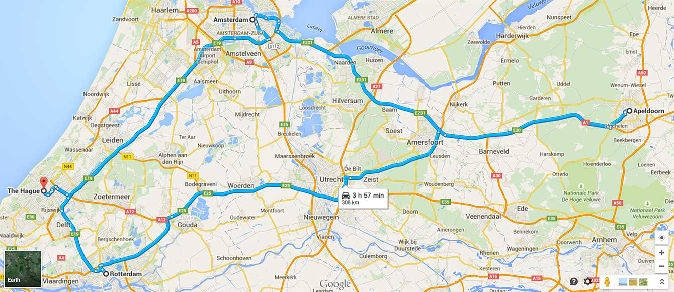 The four cities are The Hague, Amsterdam, Rotterdam, and Apeldoorn