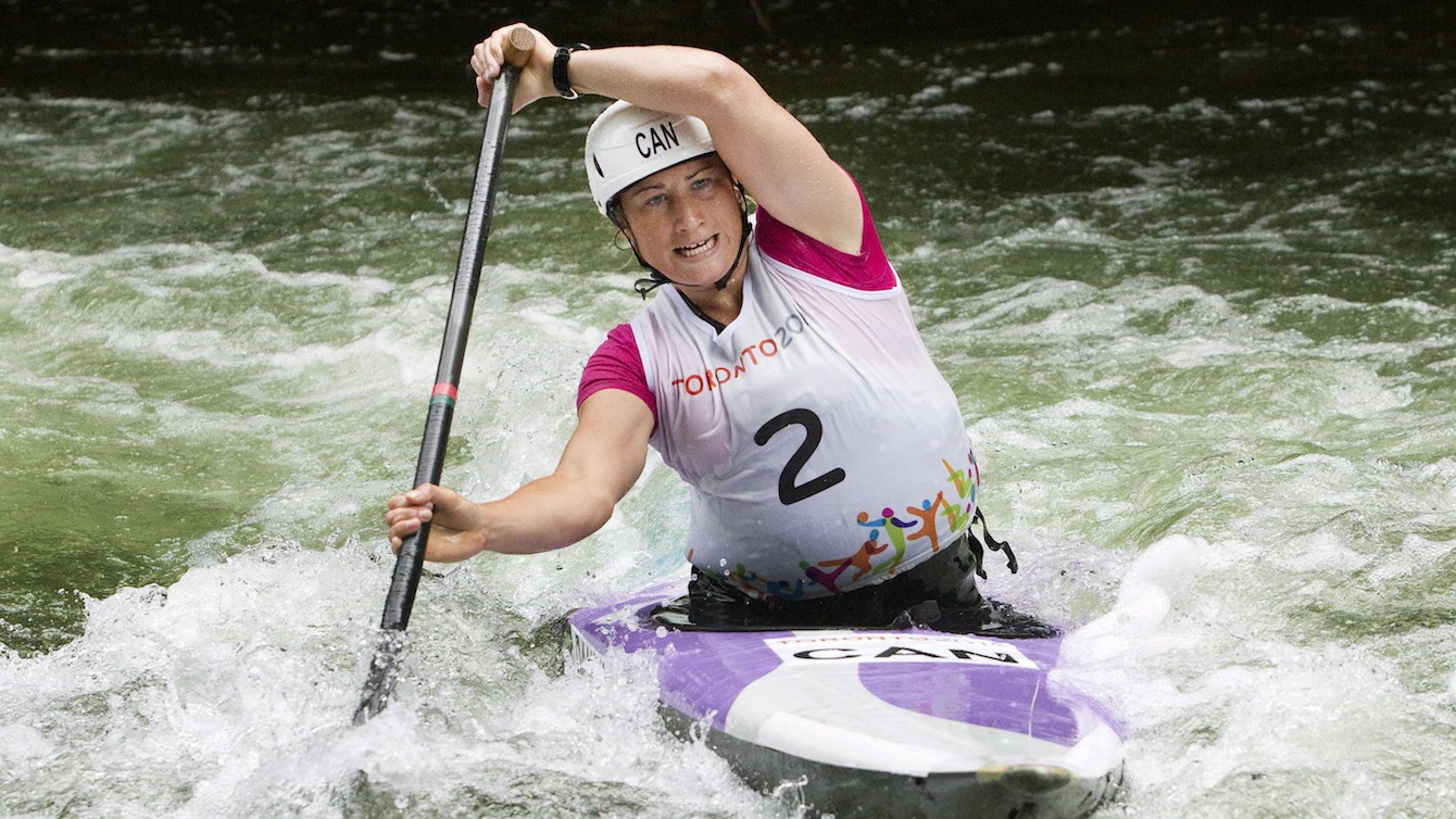 Haley Daniels paddles in canoe slalom