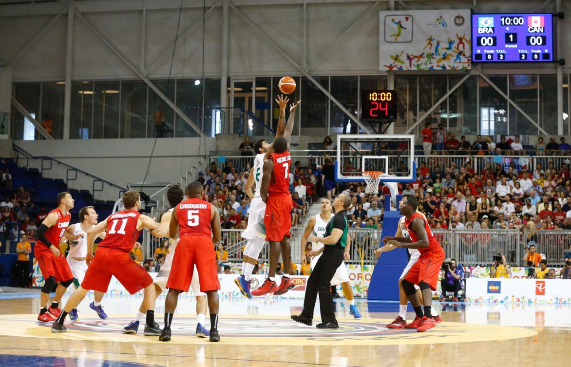 Canada's men took on Brazil in the TO2015 basketball final on July 25, 2015.
