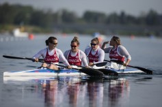 KC Fraser, Emilie Fournel Michelle Russell, Hannah Vaughan in the water