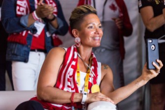 Adam-Pulicicchio-Canada-House-Medal-Night-13-06 Horn-miller is enthralled by one of the nightly events at Canada House.