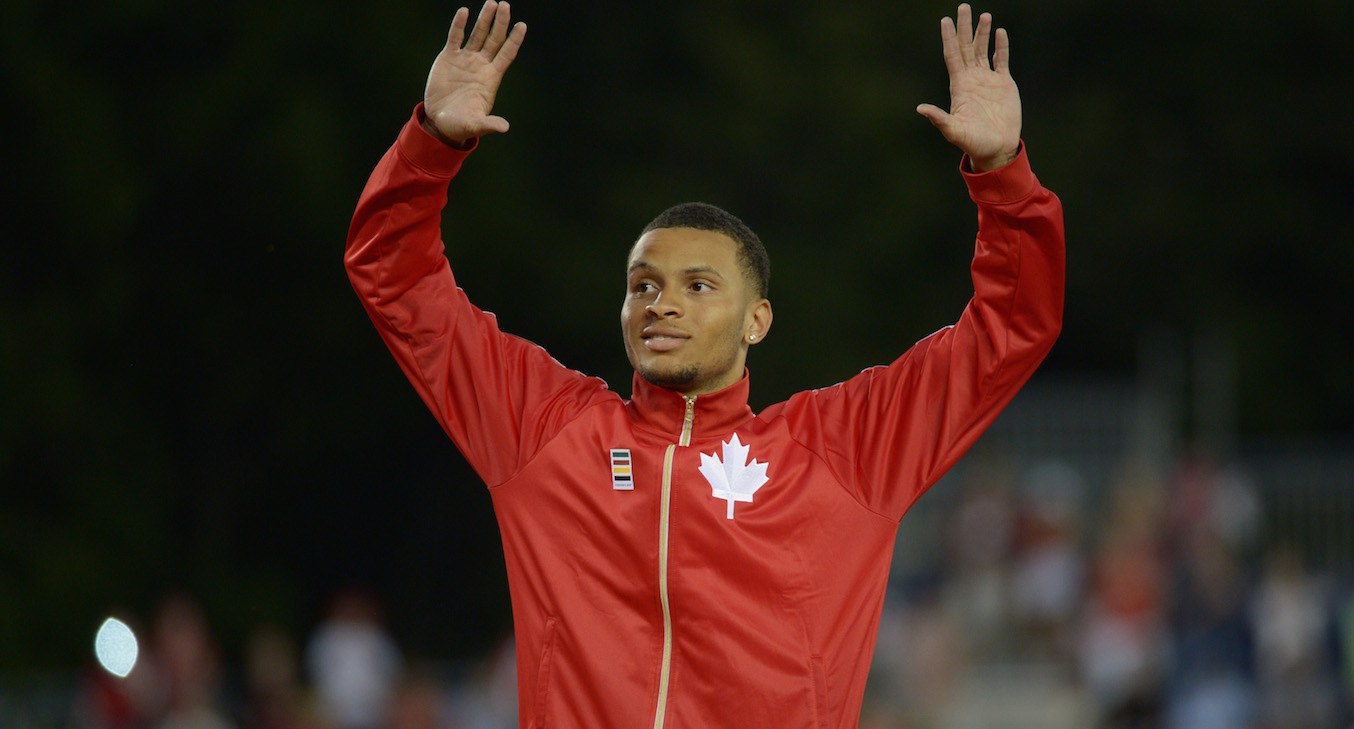 Andre De Grasse celebrating
