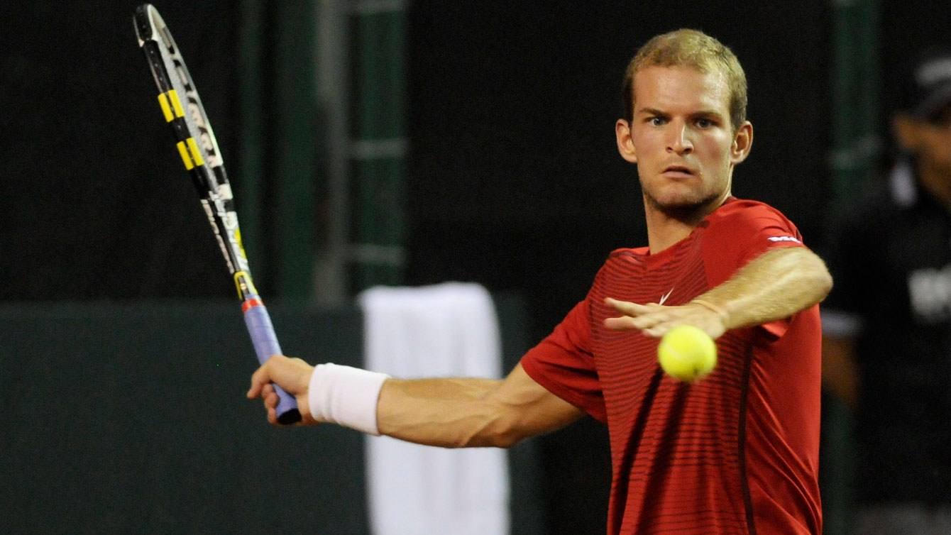 Philip Bester in Davis Cup play against Ecuador in 2011.