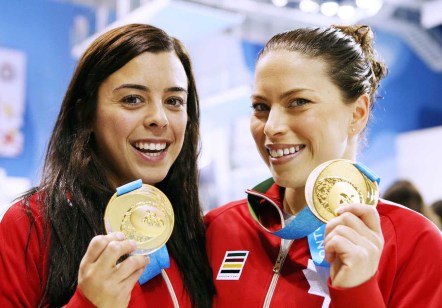Roseline Filion and Meaghan Benfeito of Canada win Gold