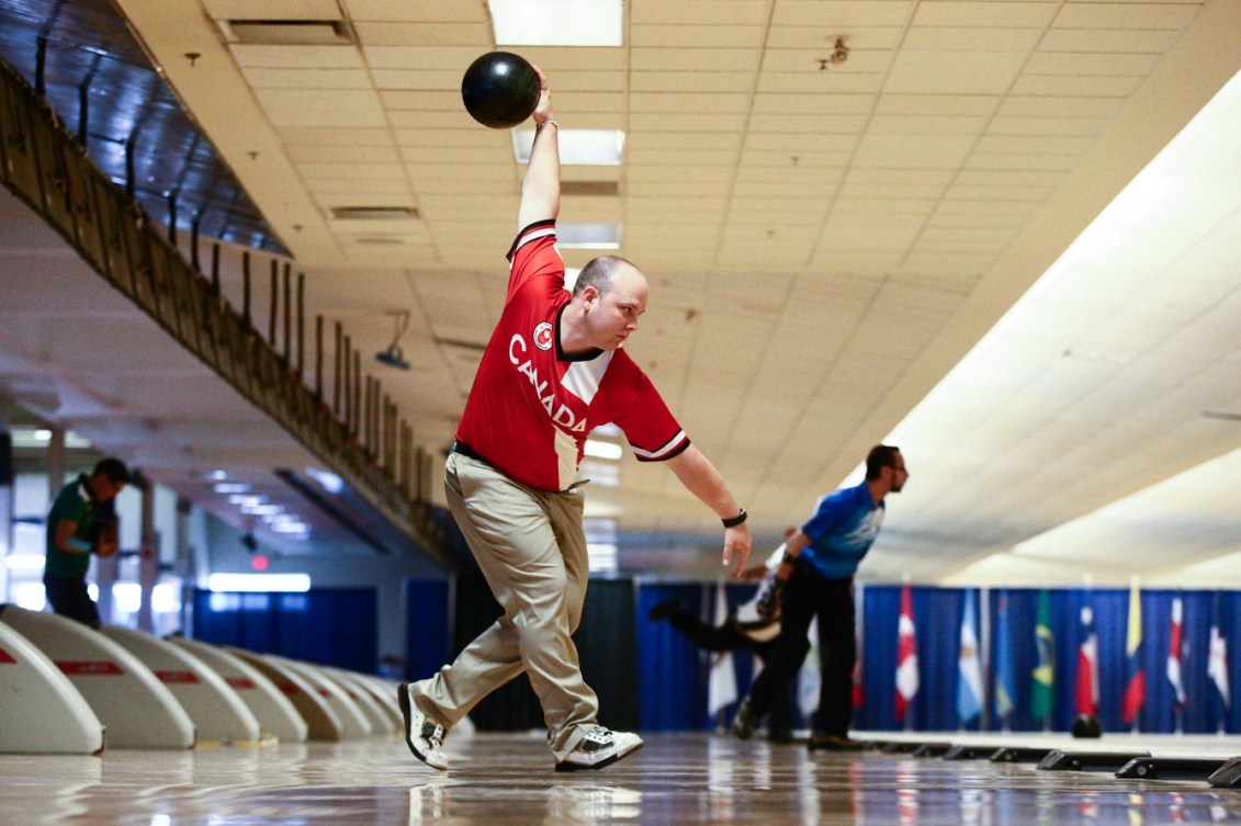 Dan MacLelland and partner François Lavoie bowled their way to gold in the TO2015 men's team bowling event.