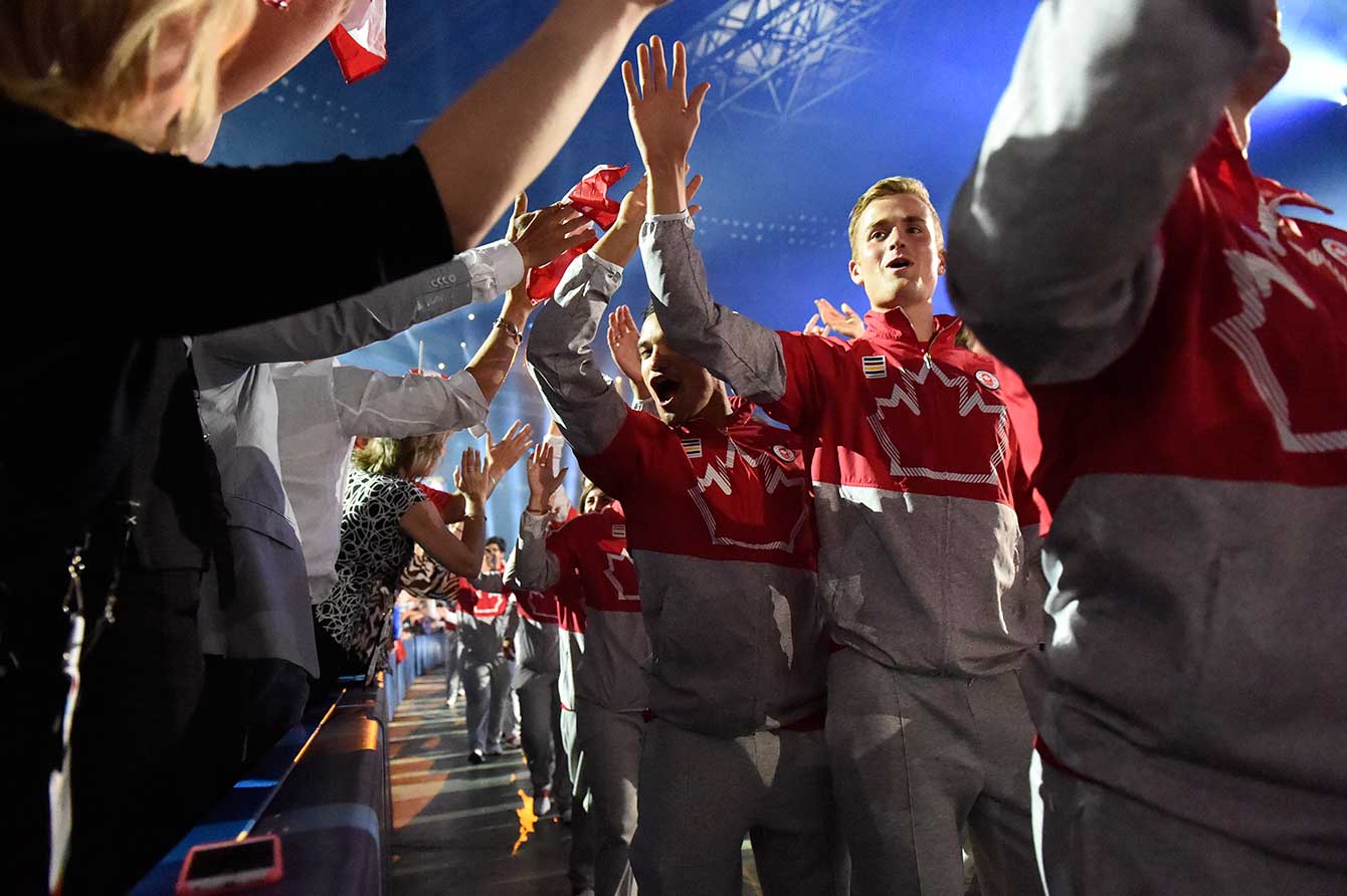 #TeamCanada athletes enter the Opening Ceremony