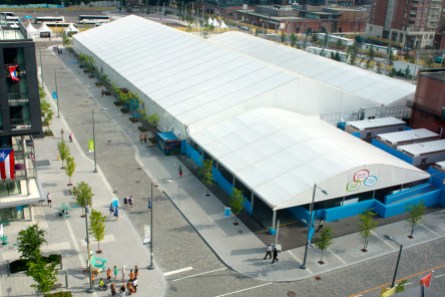 TO2015 Athletes' Village Overhead shot of the food hall (photo: Kristen Loritz)