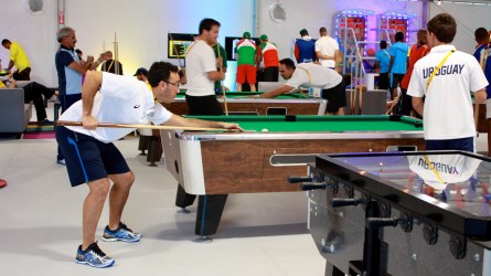 TO2015 Athletes' Village Relaxing in the athlete arcade (photo: Kristen Loritz)