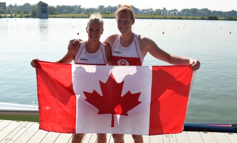 Canada celebrates gold in the women’s double sculls.