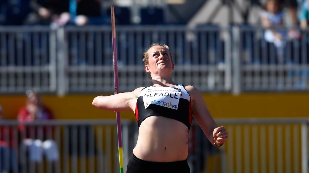 Liz Gleadle in the women's javelin