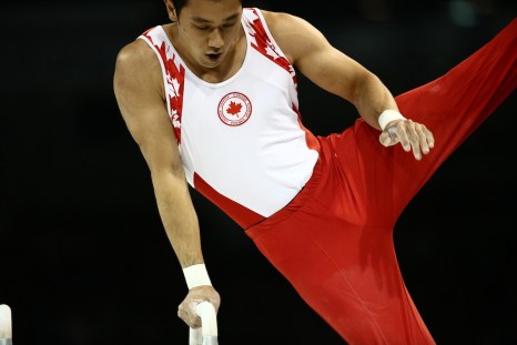 Ken Ikeda competes in pommel horse