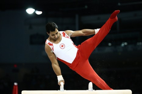 Hugh Smith competes in pommel horse