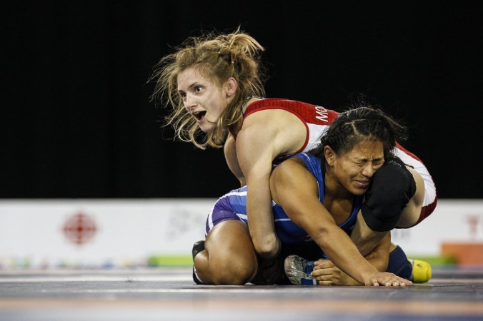Genevieve Morrison - TO2015 Genevieve Morrison realizing she won Pan Am wrestling gold on Thursday, July 16, 2015 (COC Photo by Michael P. Hall).