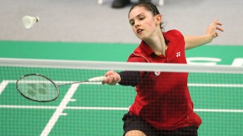Rachel Honderich of Toronto plays to the silver medal in singles badminton finals