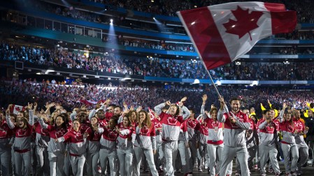 Mark Oldershaw leads Canada out to Pan Am Games Opening Ceremony at TO2015.