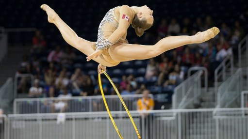 Patricia Bezzoubenko competes in the rhythmic gymnastics clubs competition
