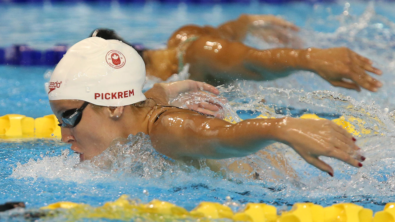 Sydney Pickrem swam to silver in the  women's 400m individual medley.