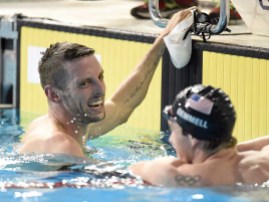 Ryan Cochrane Ryan Cochrane smiles after winning Pan Am gold in the 1500m freestyle.