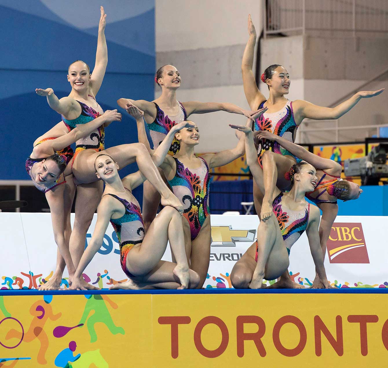 Team Canada perform their winning free routine in the Synchronized Swimming Team event at the Pan Am Games on Saturday July 11, 2015. 