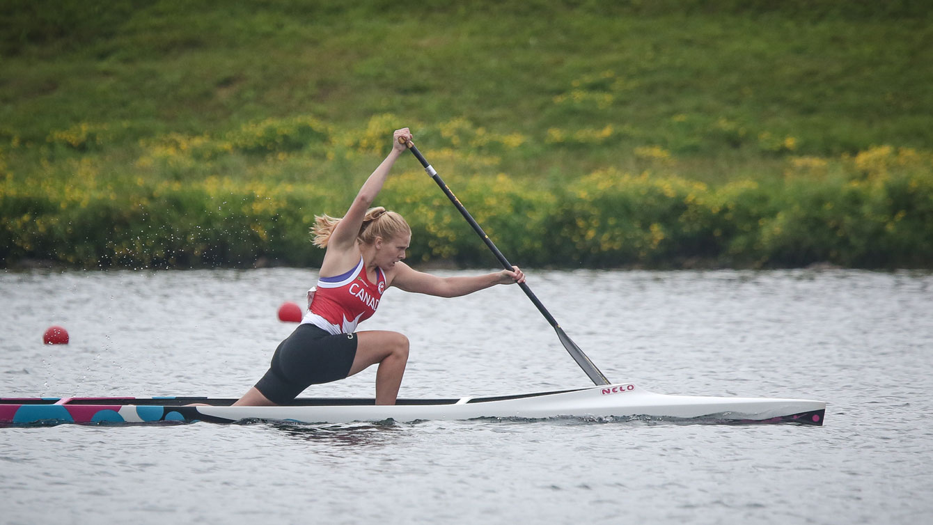Laurence Vincent Lapointe paddles to the first-ever Pan Am Games women's canoe gold medal on July 14, 2015.