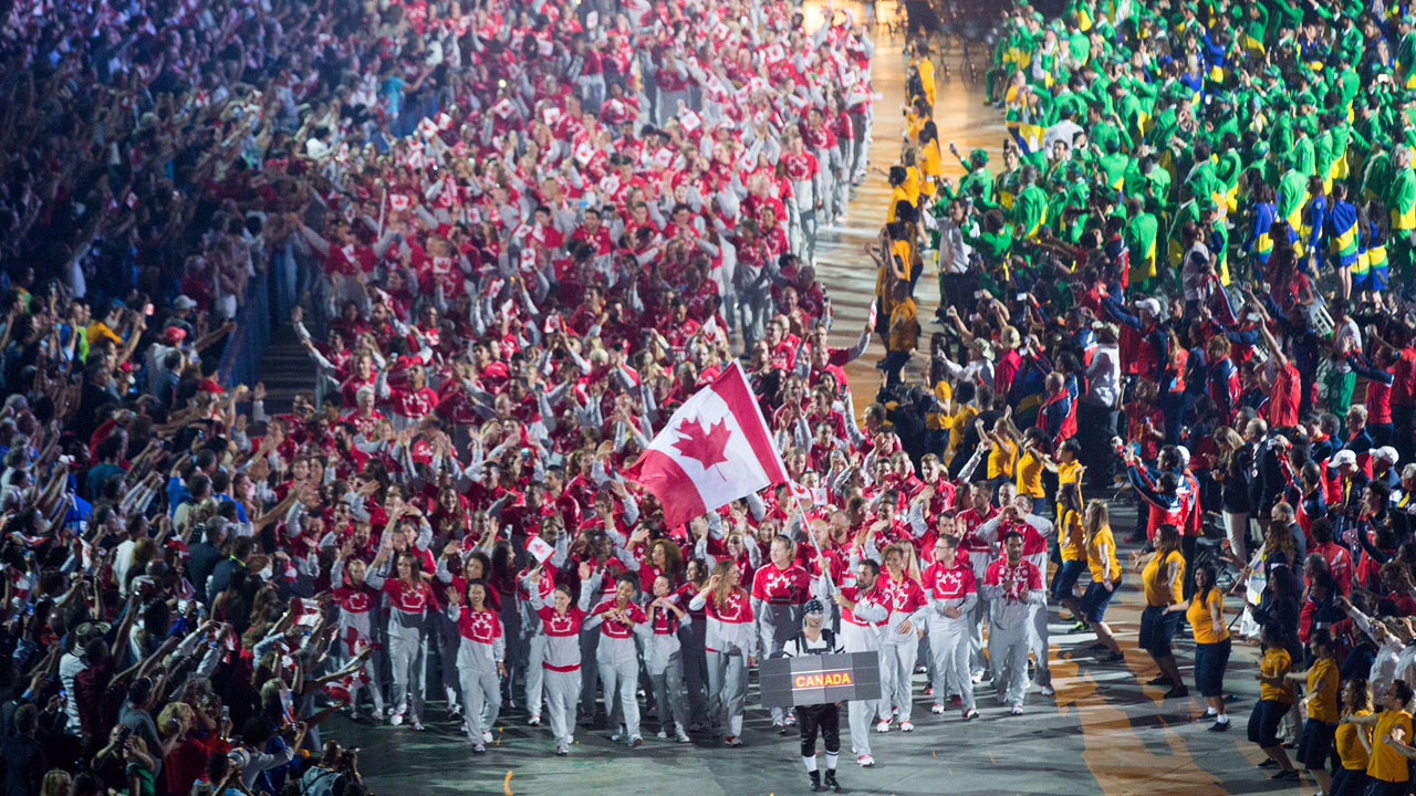 Canada enters the venue at the Parade of Nations during the Pan Am Games Opening Ceremony on July 10, 2015. 
