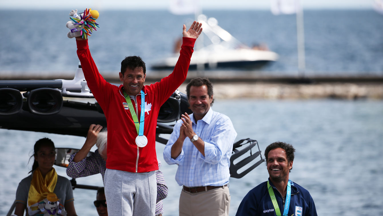 Jaret Llewellyn won silve rin the men's overall waterski competition at Toronto 2015 on July 22, 2015.