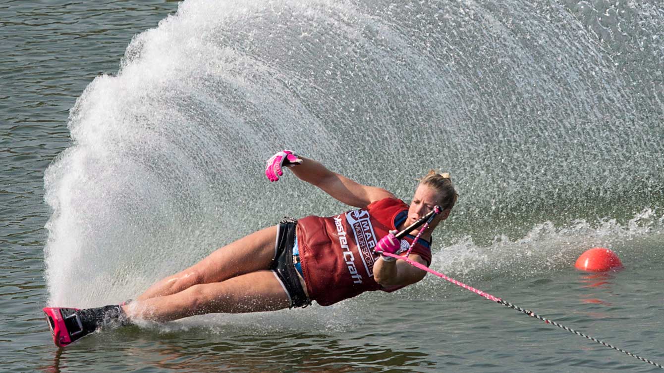 Whitney McClintock competes in waterski