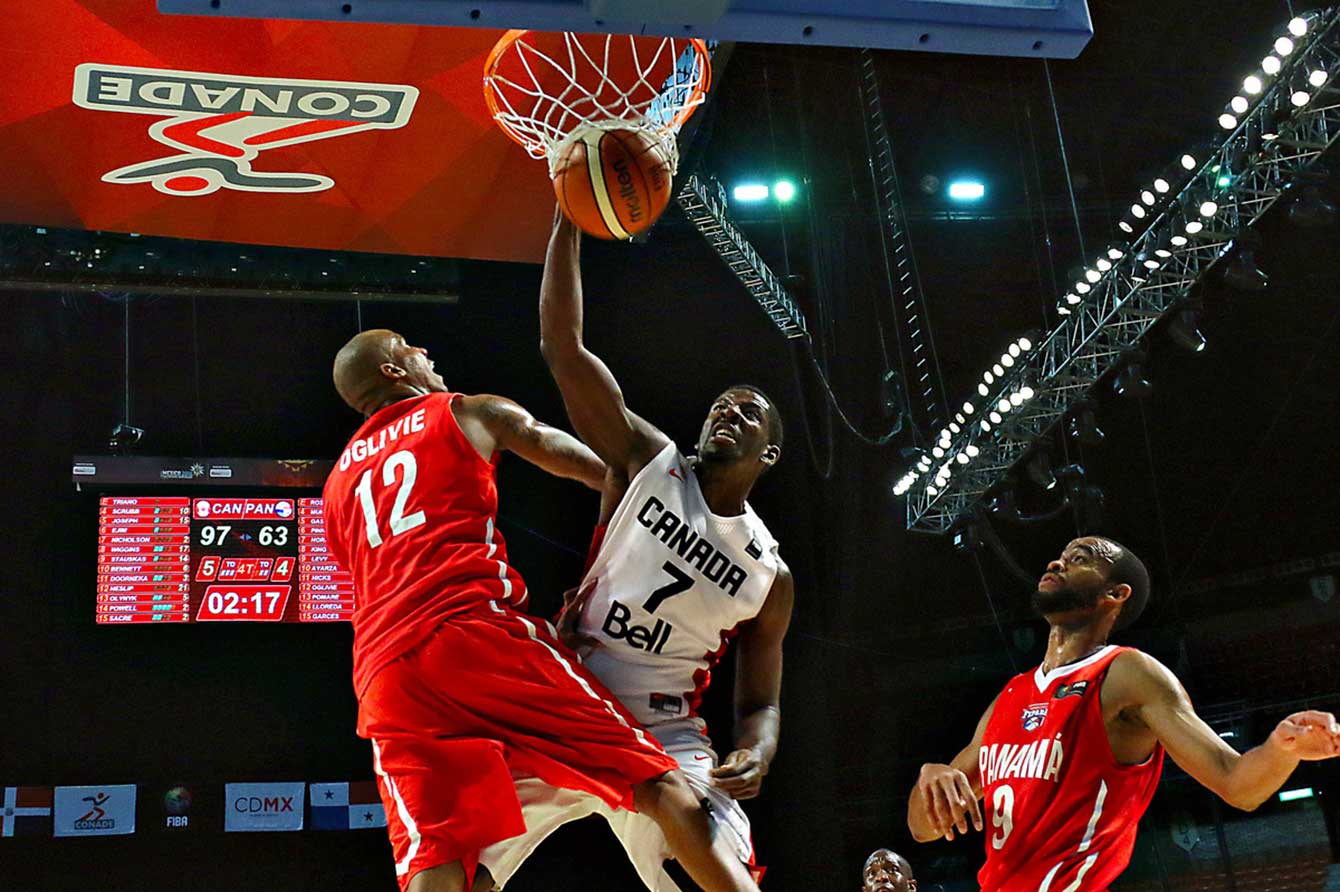 Andrew Nicholson, pictured here against Panama on Sunday, has contributed well off the bench in recent games. (Photo: FIBA)