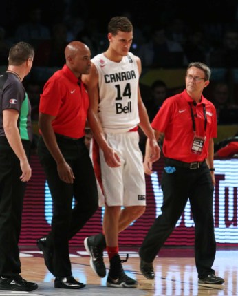 Gallery-two Dwight Powell left the game in the first half after a hard foul. (Photo: FIBA)
