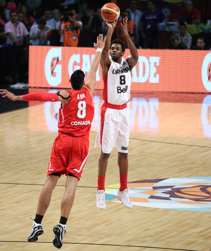 Andrew Wiggins hit all four three-balls he tried against Mexico. (Photo: FIBA)