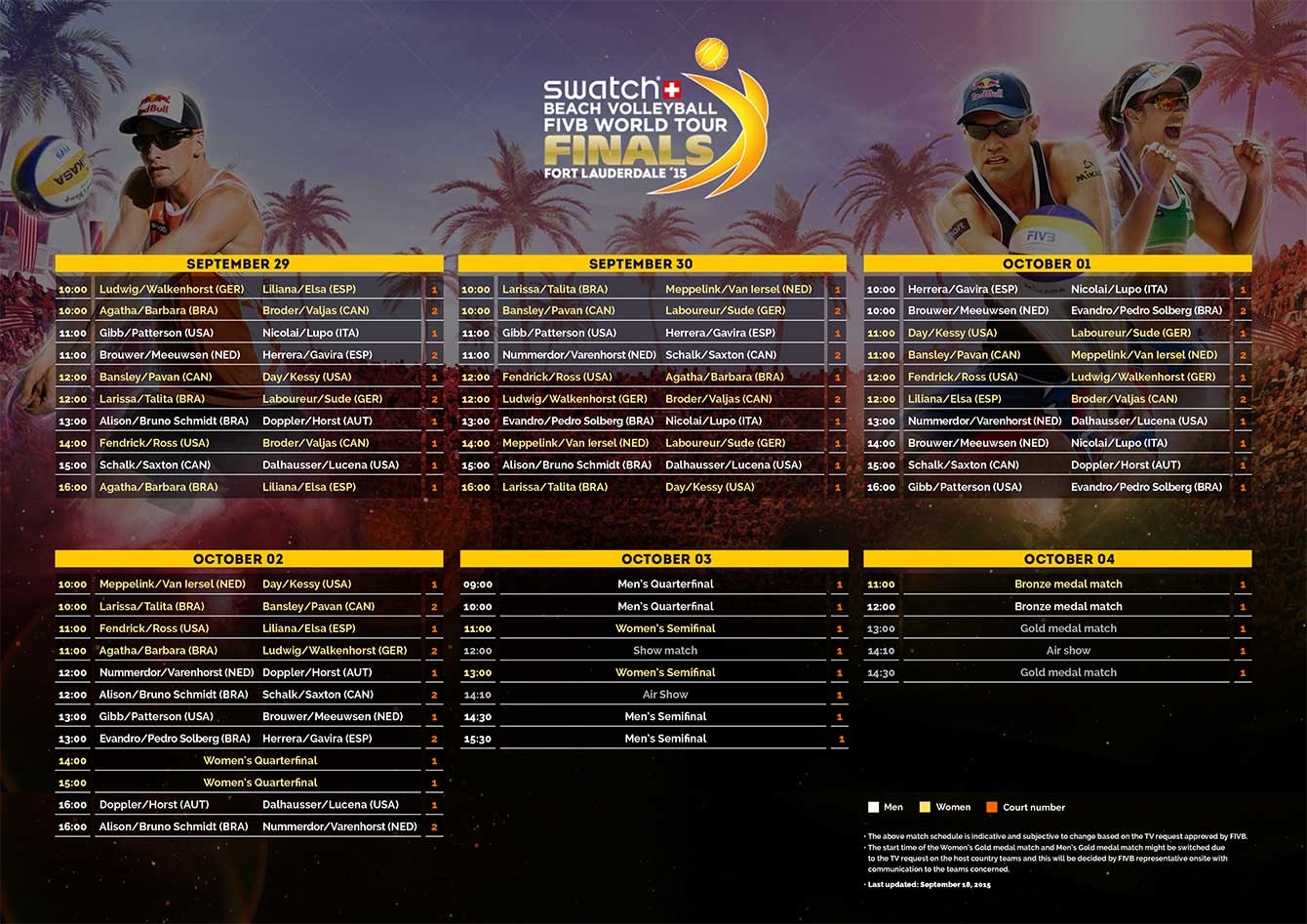 world tour finals schedule