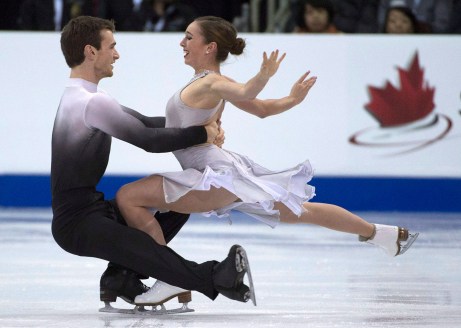 Elisabeth Paradis and Francois-Xavier Ouellette during their free dance program at Skate Canada International on October 31, 2015.