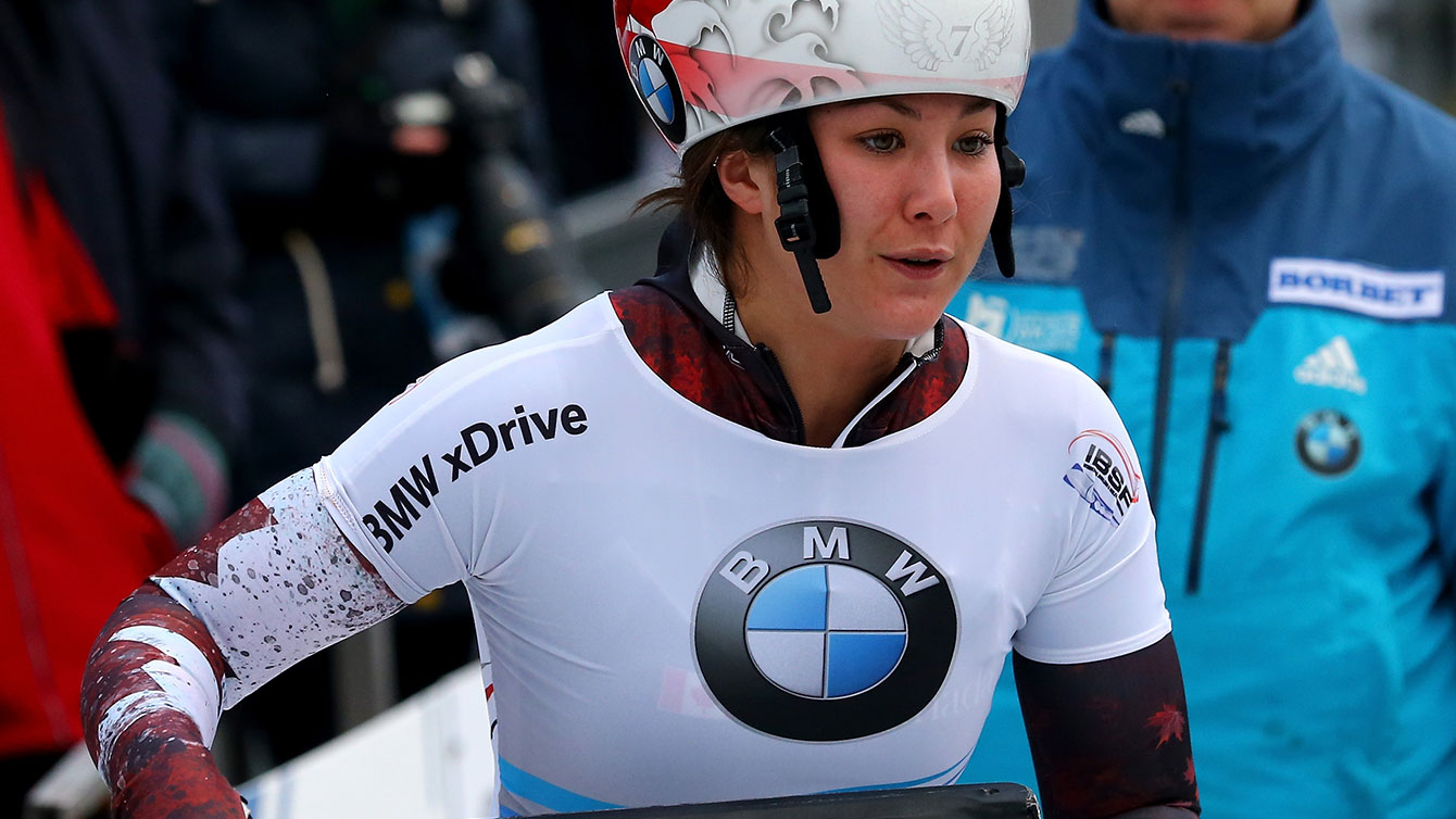 Jane Channell in Winterberg, Germany, where she won her first World Cup medal on December 4, 2015. 