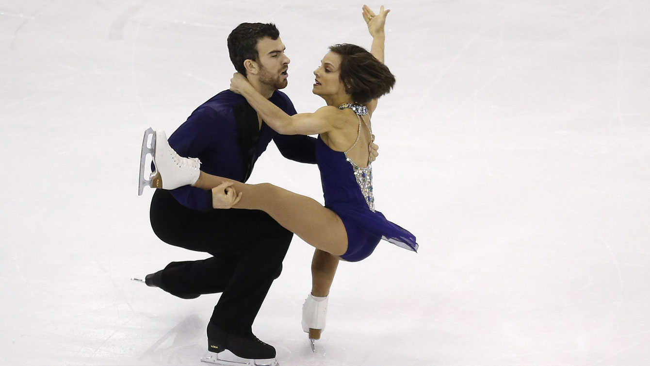 Meagan Duhamel and Eric Radford at the ISU Grand Prix Final during the free skate on December 11, 2015 in Barcelona.